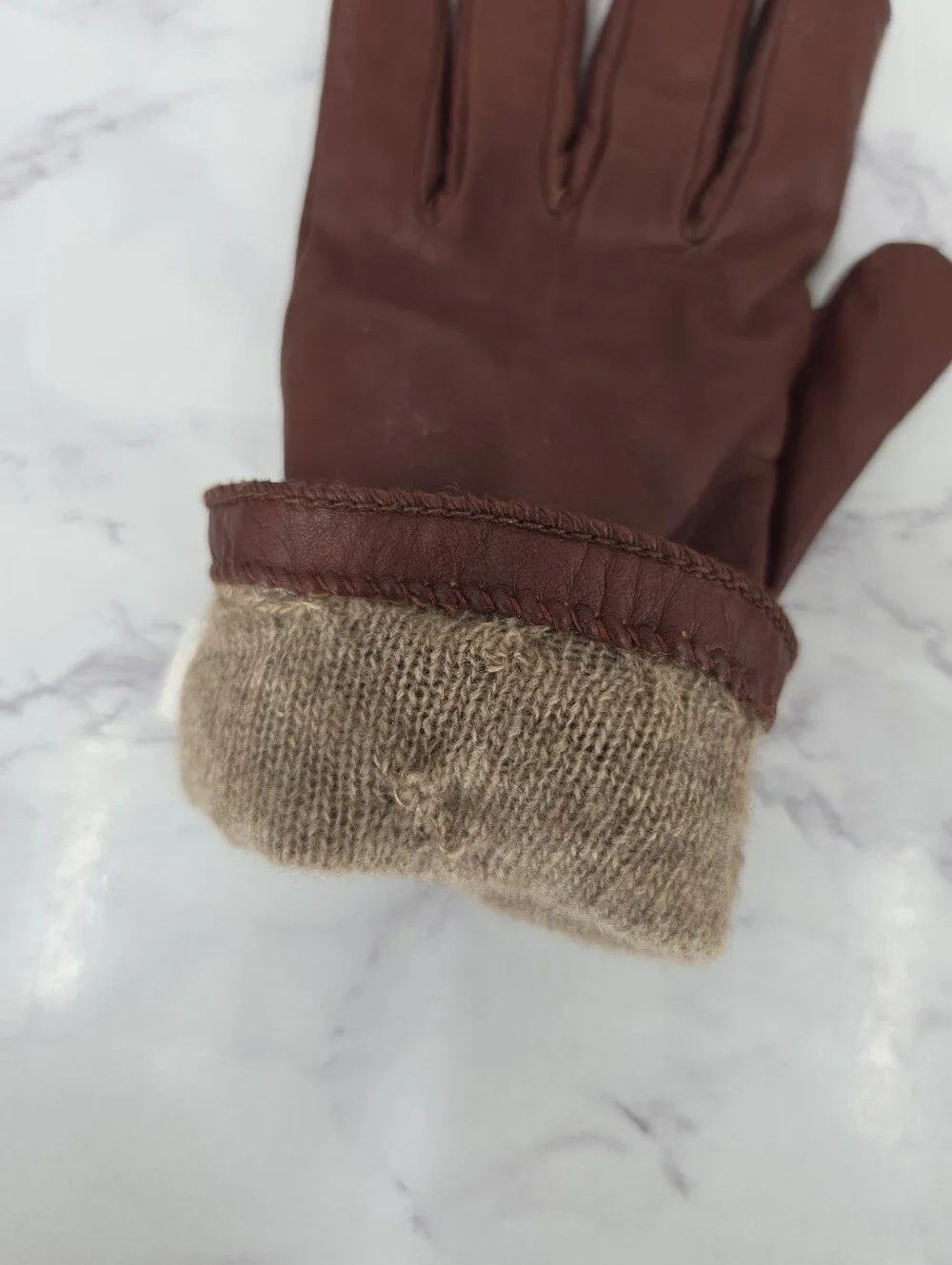 Preston & York Brown Leather Driving Gloves with Cashmere Lining